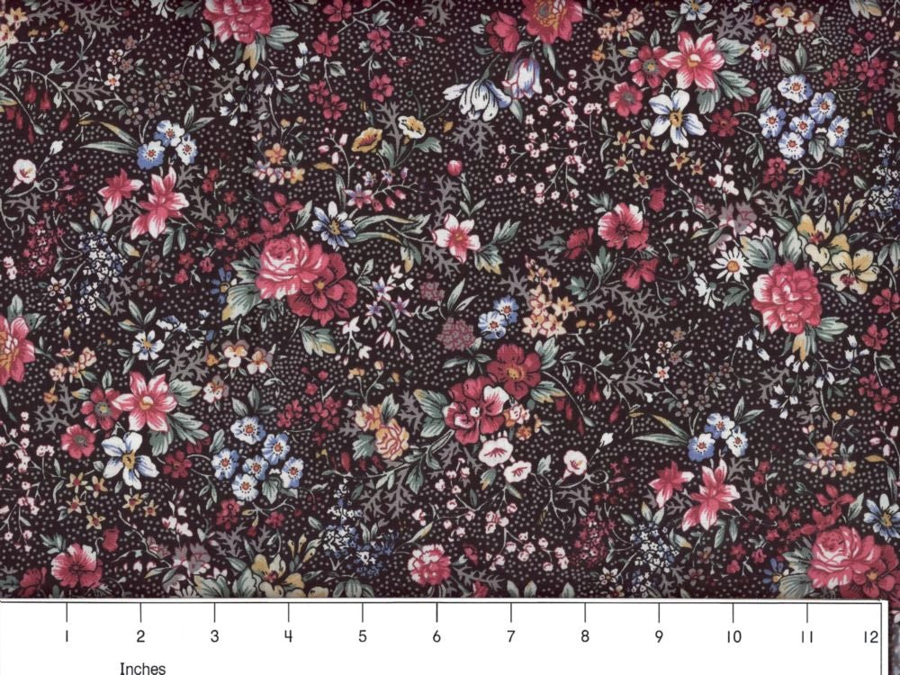 Dark Floral II on Linen Fabric