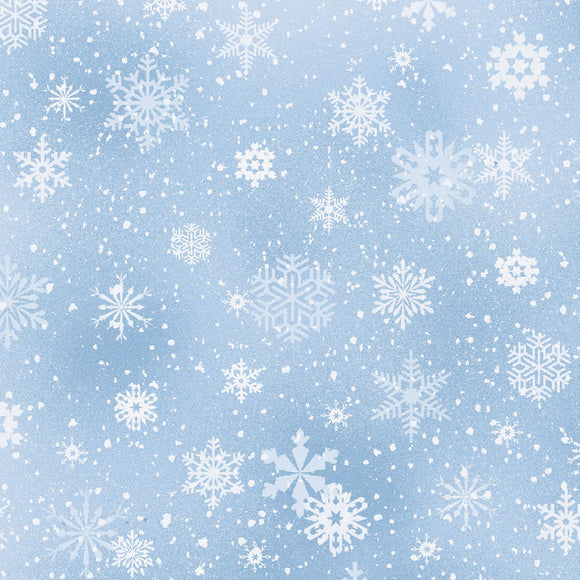 Landscape Medley 532 Frost Blue Snowflake Fabric BTY