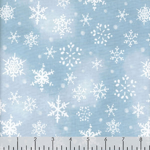 Snowman Christmas Blue Snowflake Fabric