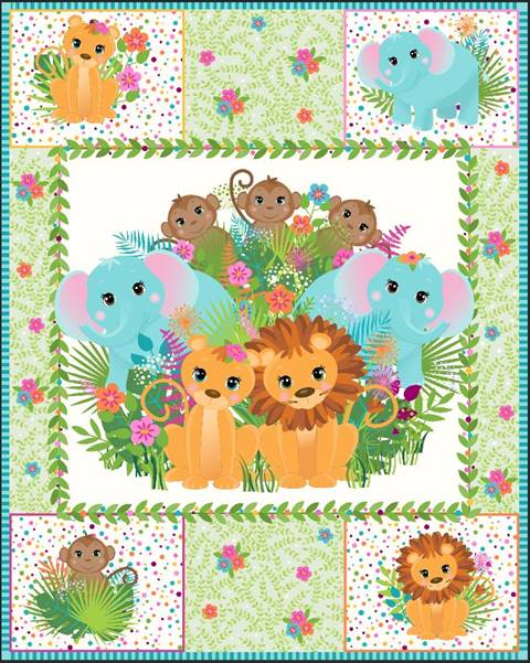 Cute Boho Animal Fabric Panel Set. Quilt Panels. Fabric Panel for